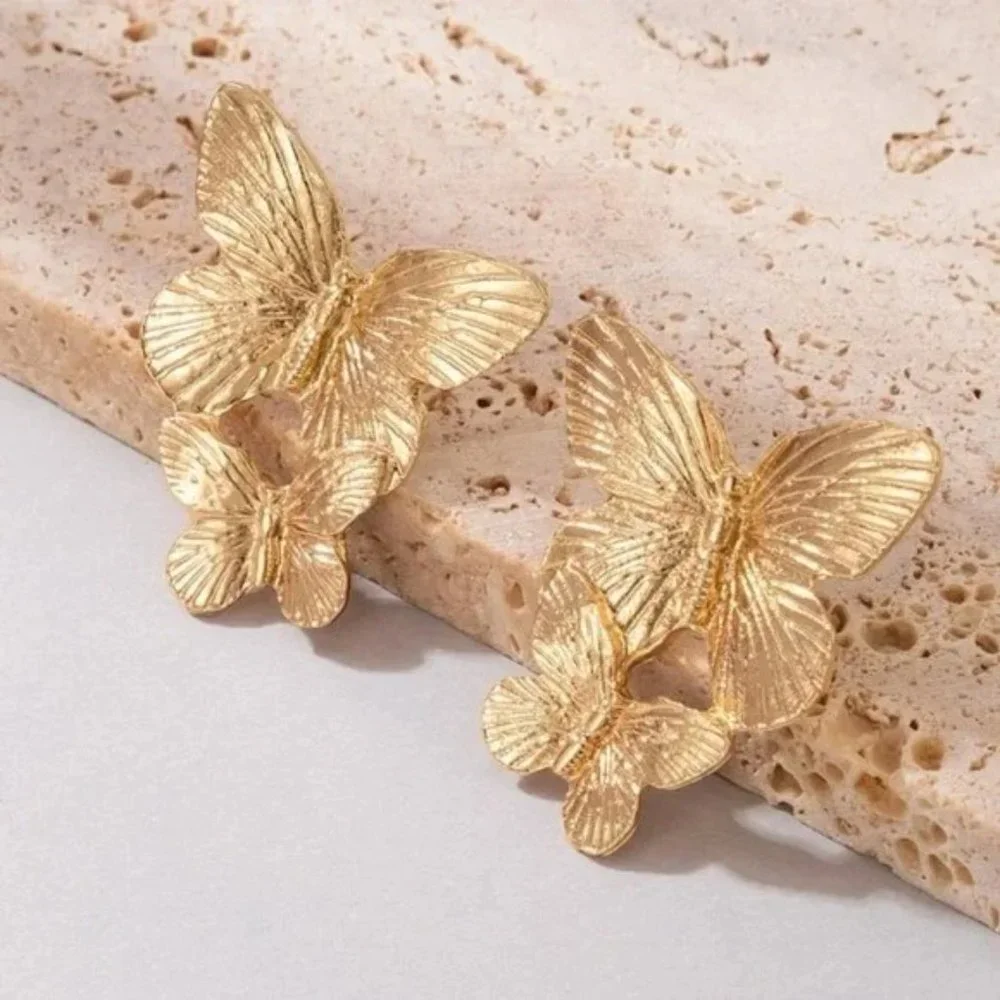 Butterfly Gold Earrings - Picture 2 of 3